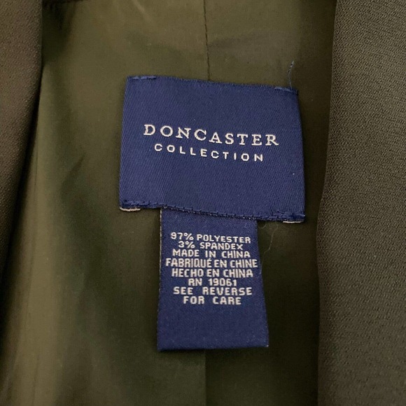 Doncaster Womens Blazer Jacket Womens Sz‎ 12 Olive Green Open Ruched Sleeve - Picture 5 of 9